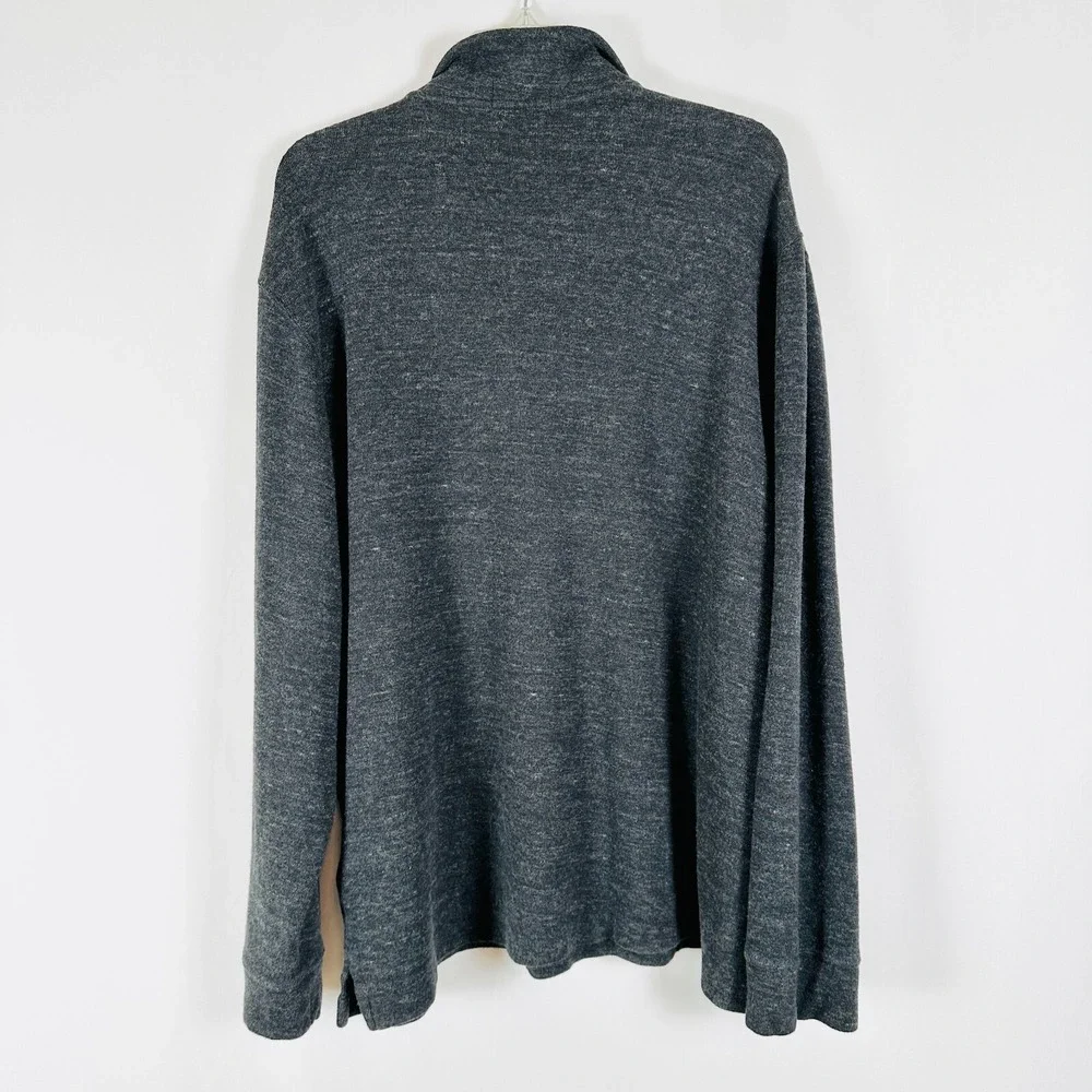 Polo Ralph Lauren Estate Rib Sweater Men XL Gray Pullover Quarter Zip Flesh Pony